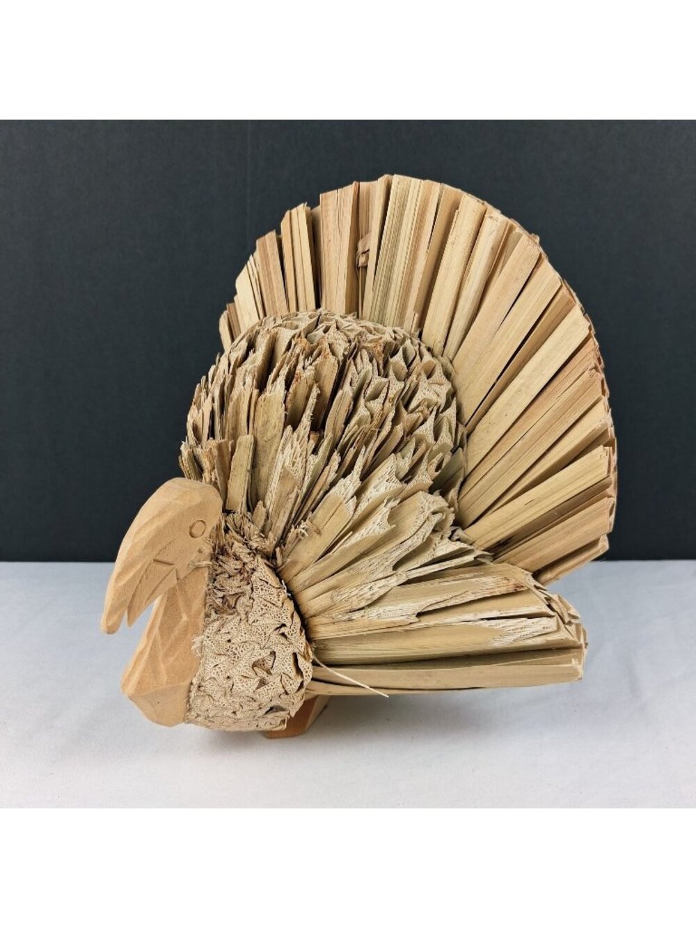 Handcrafted Palm Wood Turkey Rustic Folk Art Decor Fall Thanksgiving